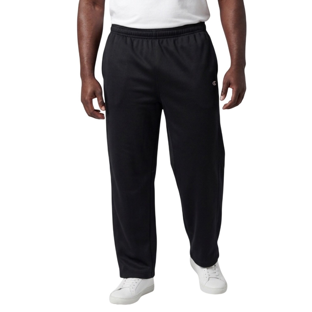 Champion Mens Black Track Pants‎ XXL Fleece Lined Straight Leg Athletic Sweats